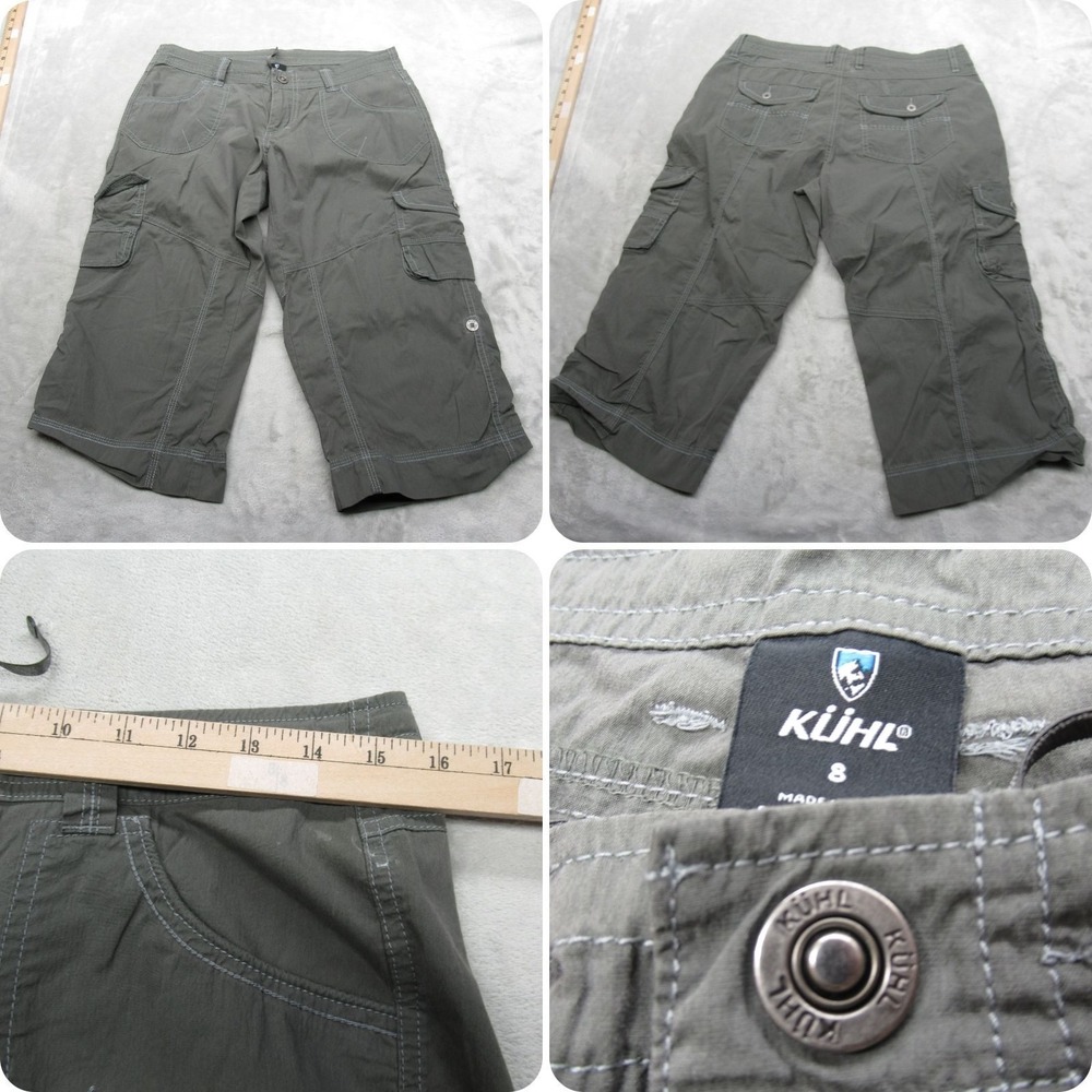Kuhl Pants Womens 8 Green Roll-Up Lightweight Stretch Cargo Kontra Capri 32x19